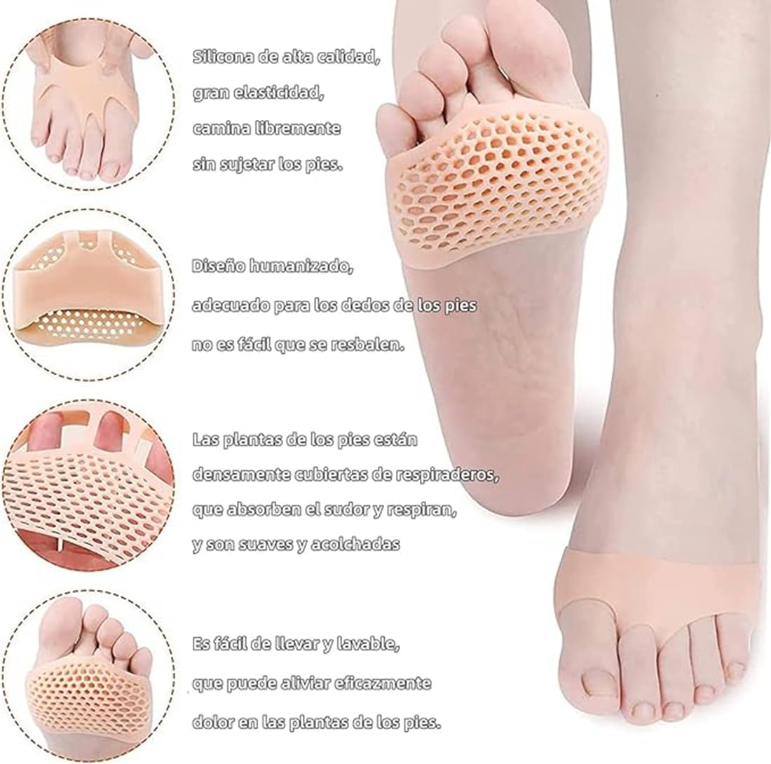 LUISAS 8 Pares de Plantillas Amortiguadoras, Plantillas Metatarsales de Silicona para el Antepié, Aliviar el dolor de pies en hombres y mujeres, Antideslizante y reutilizable (Adecuado para varios zapatos)