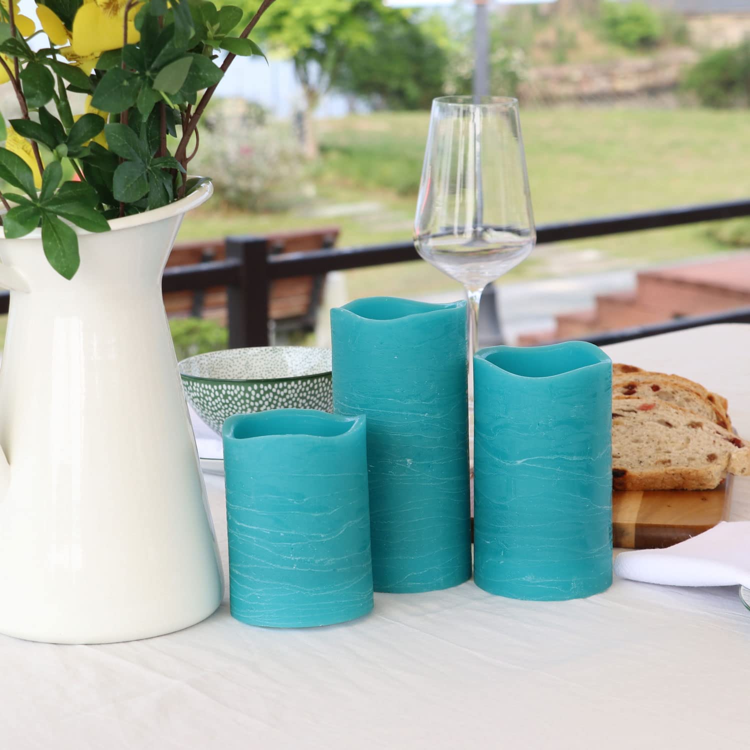 Velas led Rhytsing Turquesa Rústico con Temporizador para bodas y fiestas