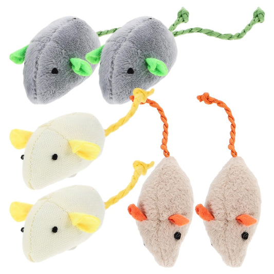 Ipetboom 6 Piezas Gato Ratones Juguetes Gato De Peluche De Juguete Gatito Juguete De Burlas Gato Juguetes Ratones Juguete Mordedura De Gatito Gato Divertido Felpa Gato De Interior