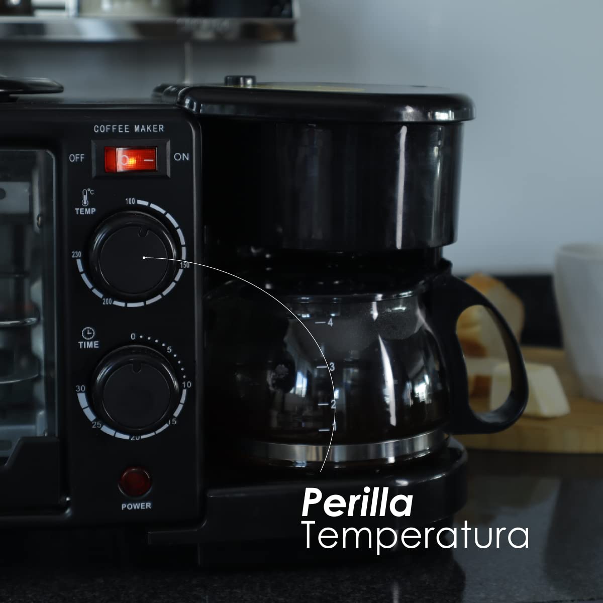 Ilios Innova Horno 3 en 1 maquina de desayuno sarten cafetera mini horno