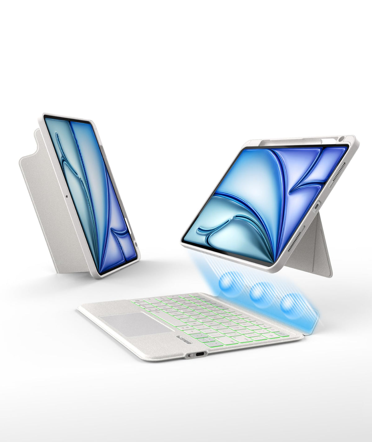 Funda con Teclado Bluetooth EIP Azul Desmontable con Trackpad para iPad Air de 13 Pulgadas