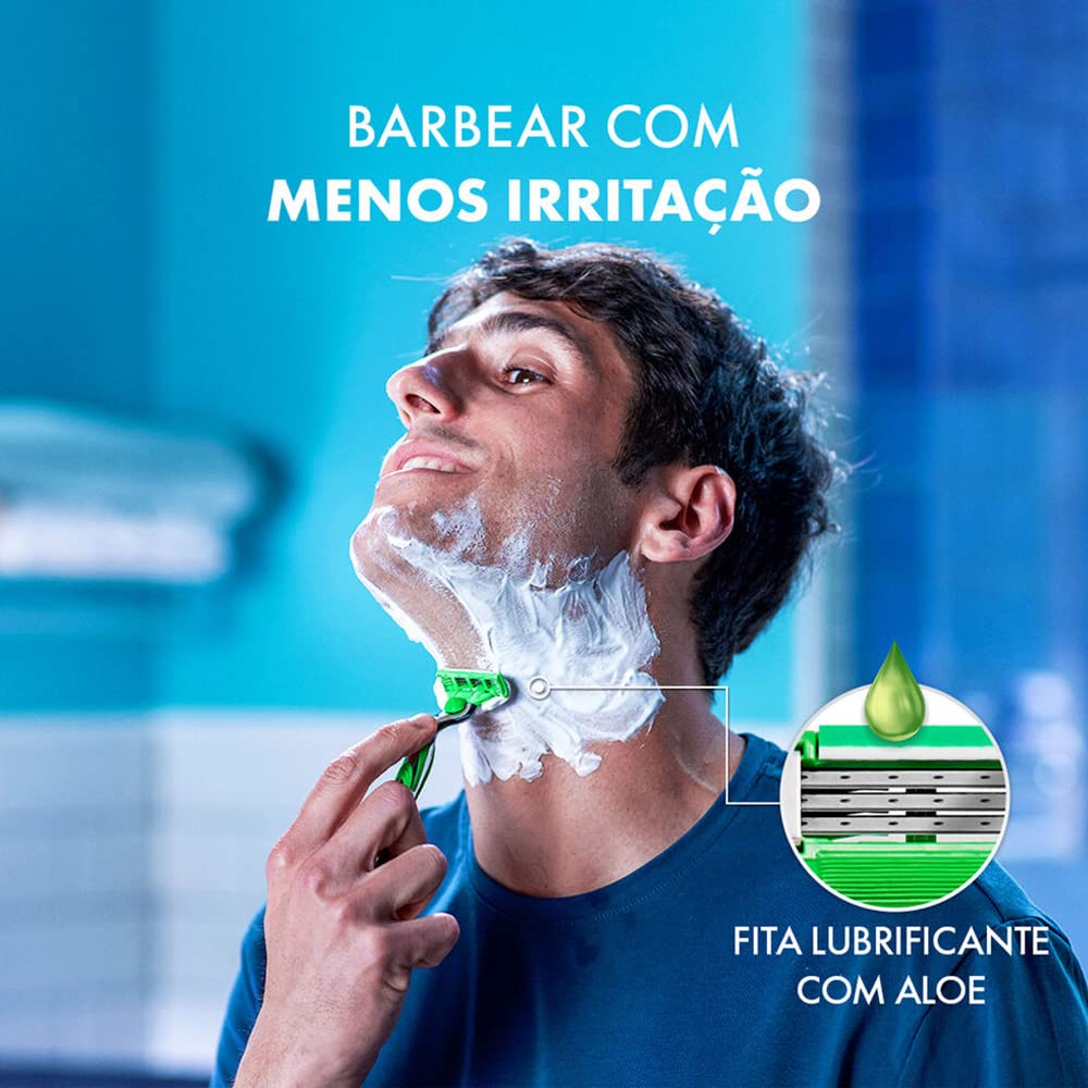 GILLETTE Mach3 Sensitive, Cartucho de Rastrillo para Afeitar, 2 Repuestos con Aloe & 3 Hojas para Rasurar, Rastrillo para Hombre con Piel Sensible