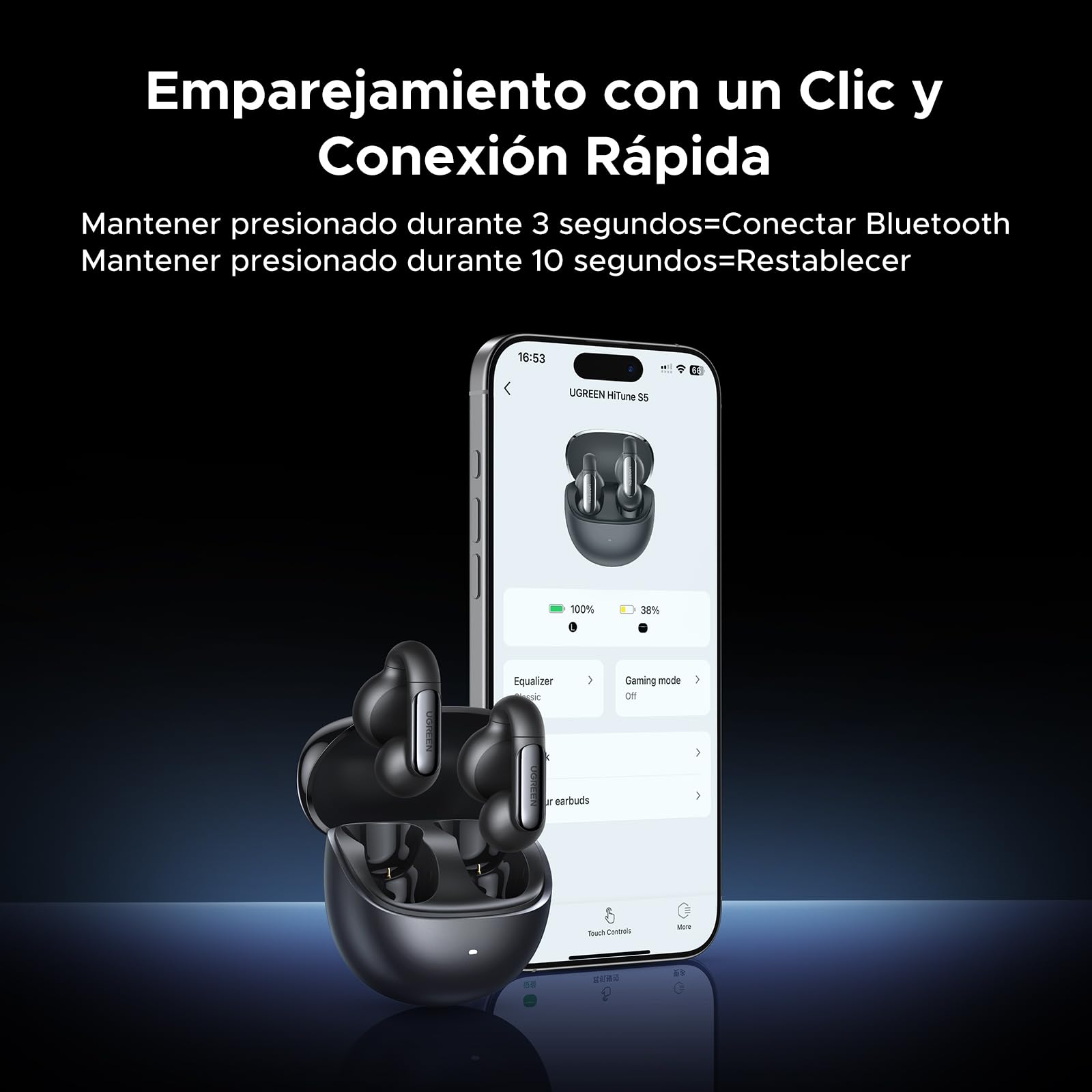 Audífonos Inalámbricos UGREEN Bluetooth 5.4 Oído Abierto con Reducción de Ruido IA y Sonido 3D
