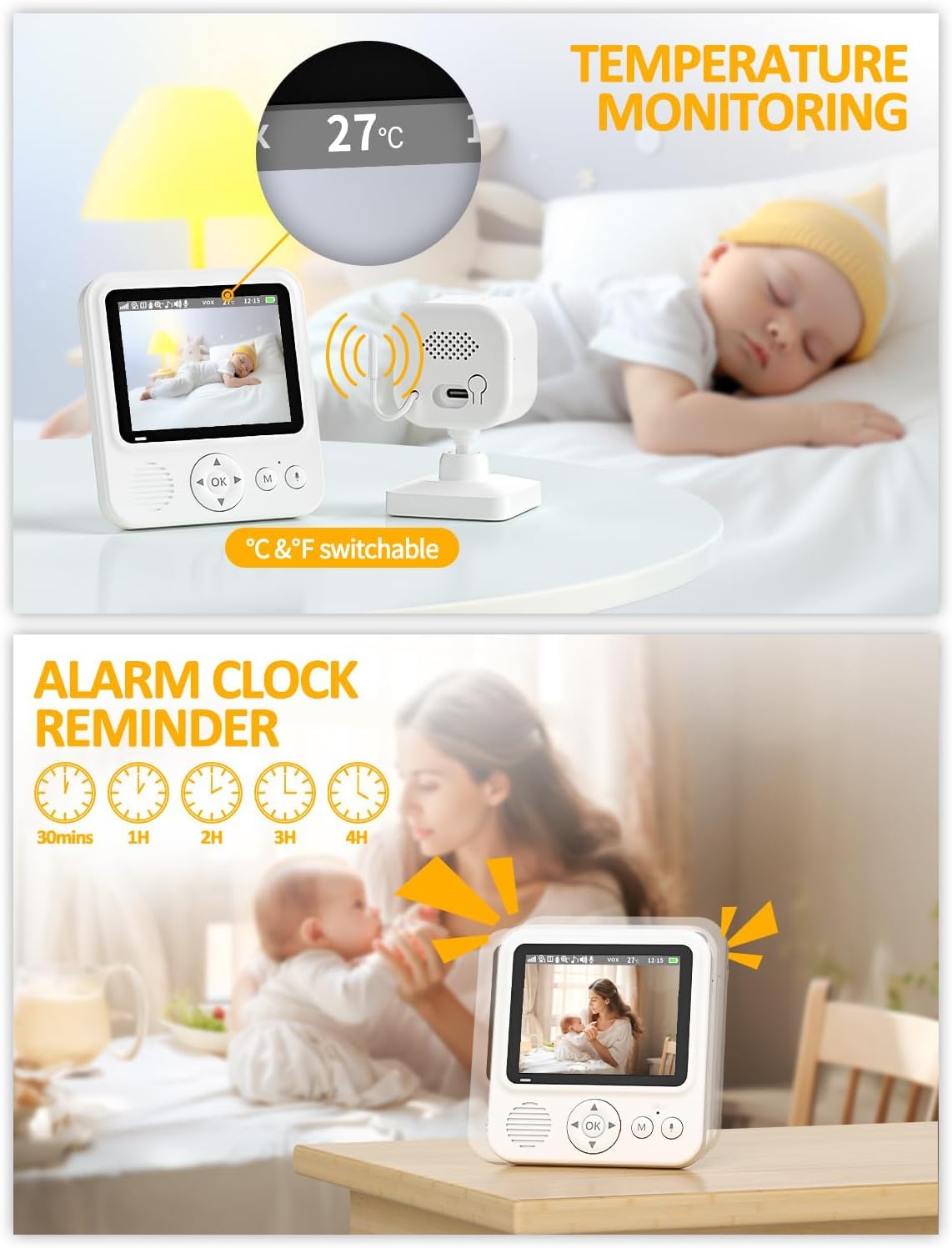 Vigilabebés Motorola Blanco de Visión Nocturna y Audio Bidireccional 360° para Hogar