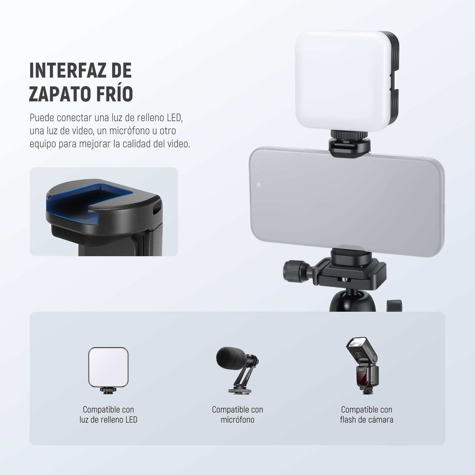 Trípode Mini NEEWER Metal Fibra Carbón Compacto y Liviano para Cámara y Celular