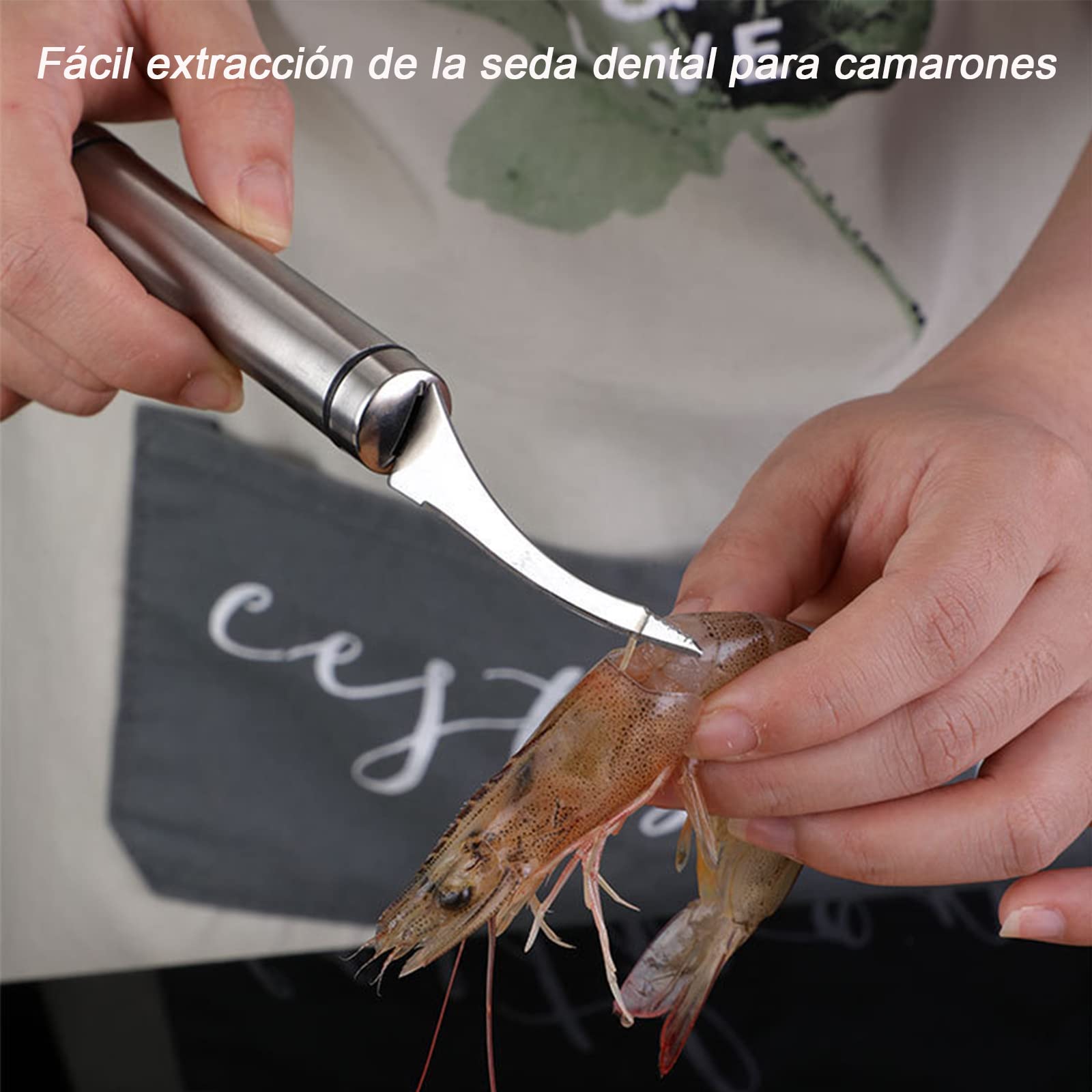 Cuchillo Pelador De Camarones y Cuchillo Línea Camarones, Pelador de Gambas y Mariscos, Limpiador De Hilos De Camarones De Acero Inoxidable, para Restaurante, Hogar, etc
