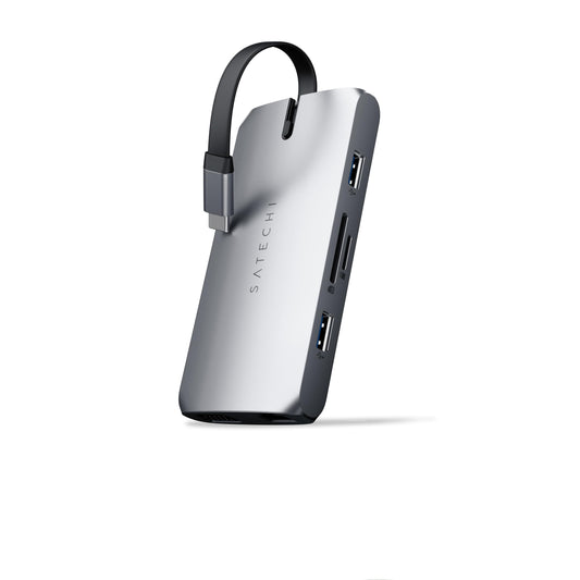 Adaptador Multipuertos SATECHI Gris Espacial 9-en-1 USB-C Portátil para MacBook, iPad, Mac Mini e iMac M1/M2