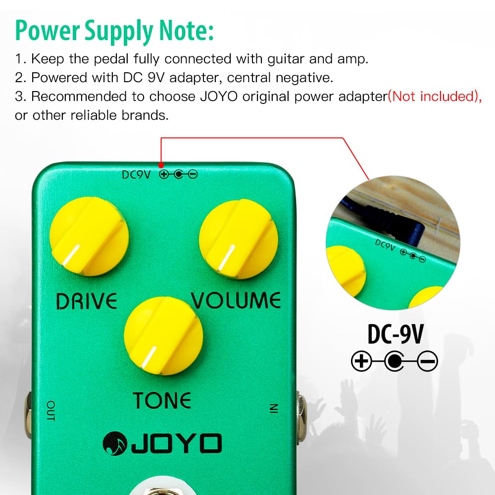 JOYO - Pedal clásico Overdrive tono clásico para efecto guitarra eléctrica - True Bypass (JF-01)