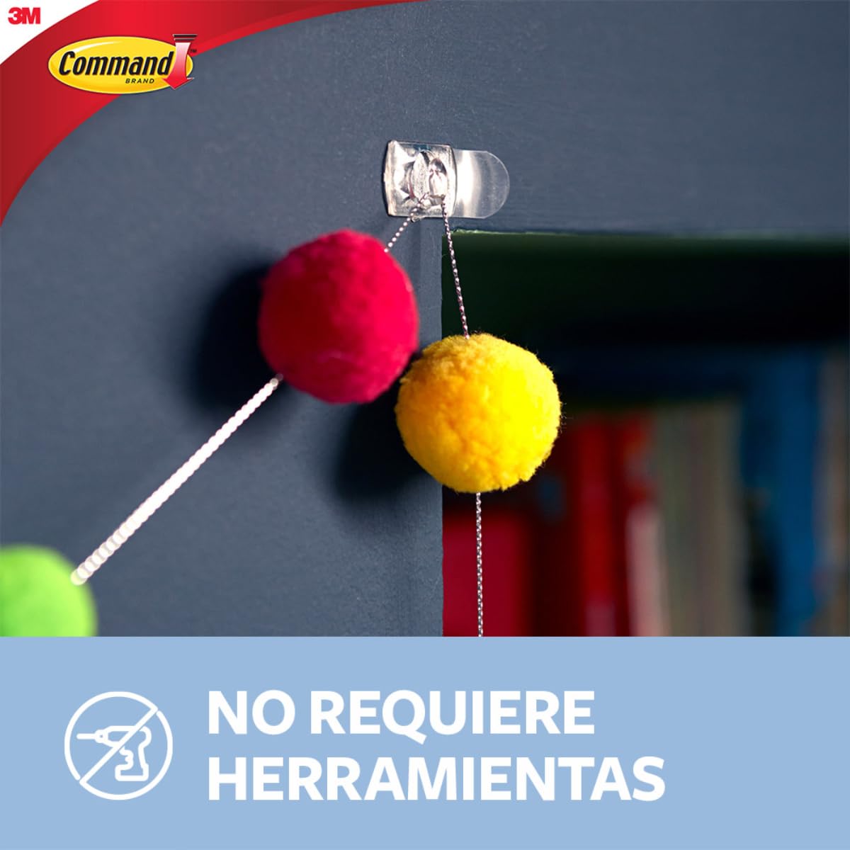 Command 3M Gancho Adhesivo sin dañar la superficie, Uso Interior, Mini, Transparente, 18 piezas, Resiste hasta 225gr.