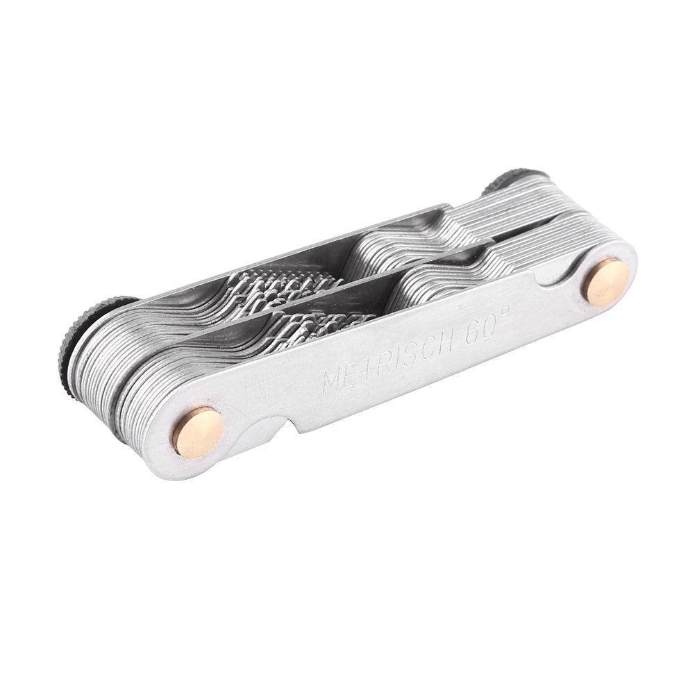 Calibrador de rosca, 51/52Pcs Métrico + imperial (52pc) Calibrador de rosca de acero inoxidable, Herramienta de medición de paso de tornillo de 60 y 55 grados(Metric+ imperial (52pc)) Calibradores