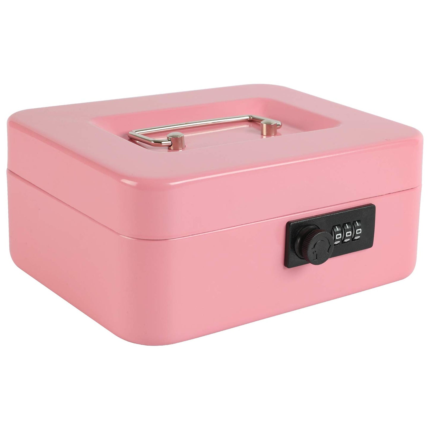 Caja fuerte Xydled de acero con cerradura de combinación, caja fuerte con bandeja extraíble para monedas y cerradura de llave, 20 x 16 x 9 cm.