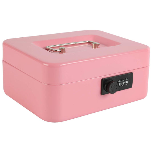 Caja fuerte Xydled de acero con cerradura de combinación, caja fuerte con bandeja extraíble para monedas y cerradura de llave, 20 x 16 x 9 cm.