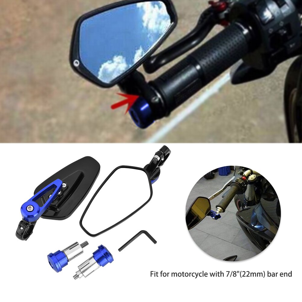 Espejos Retrovisores para Motocicleta Moto Aleación de Aluminio Azul Universales