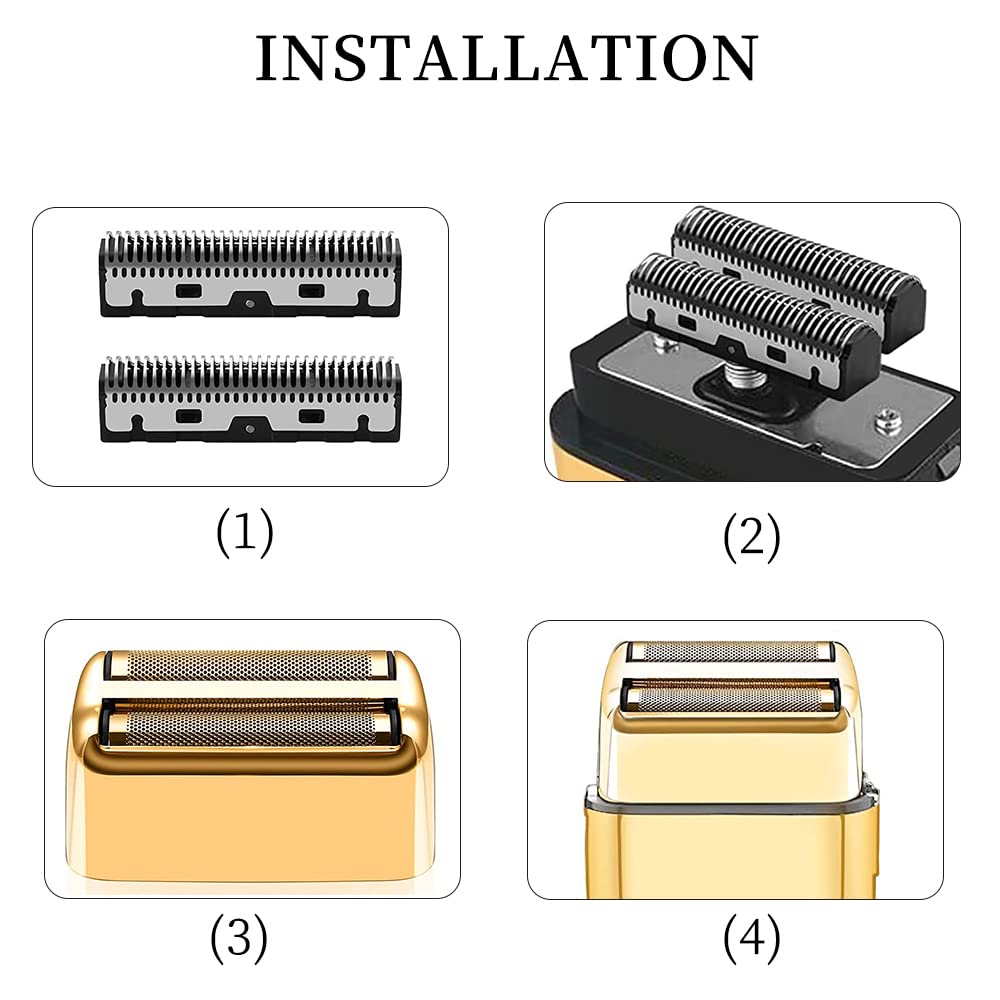 Juego de cortadores de papel de aluminio para afeitadora Babyliss Kaynway Professional Replacement emnet Cutter Blade para BaBylissPRO Barberology Metal Double Foil Shaver FX – Incluye 2 láminas, 2 cuchillas, 1 cubierta de cortador