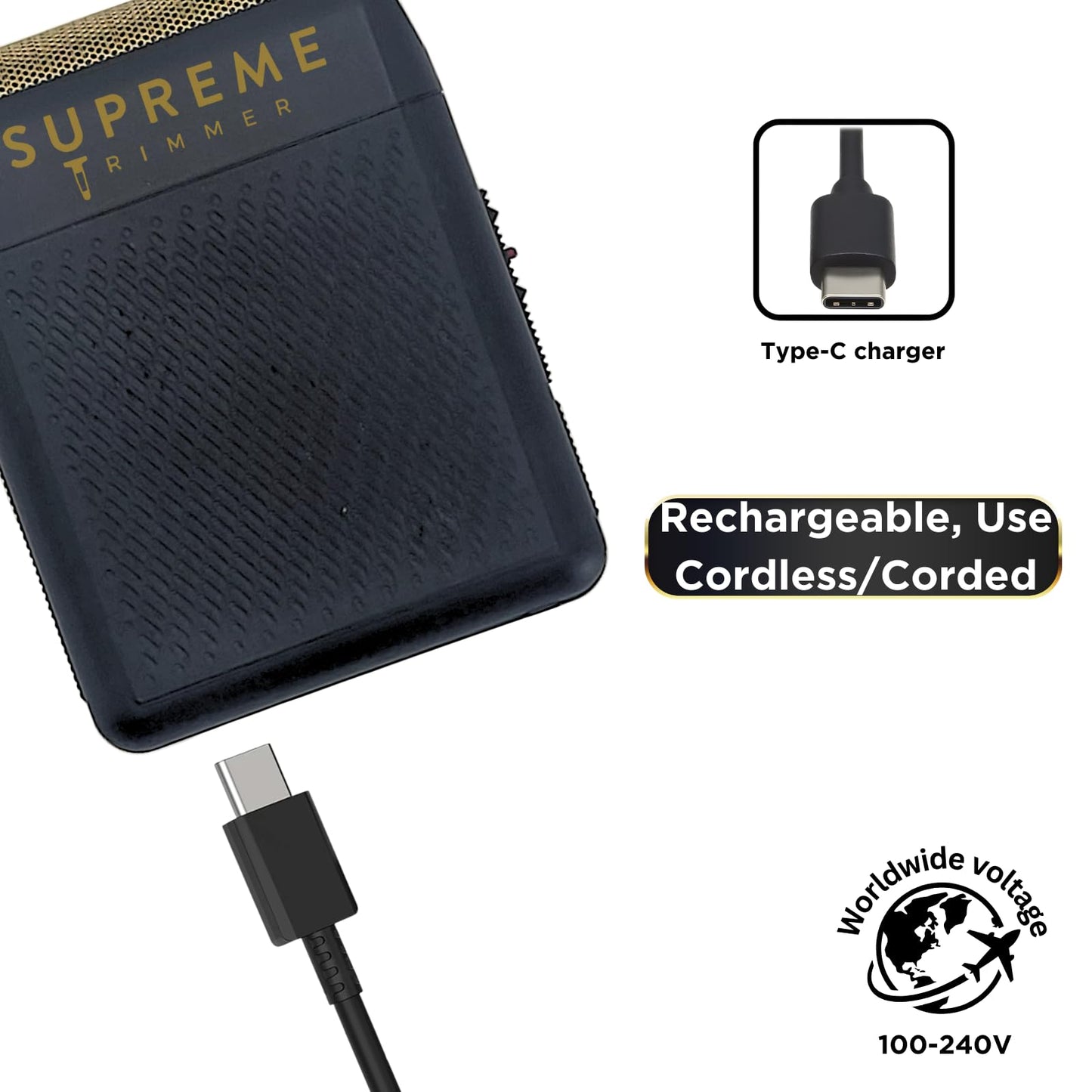 Solo Shaver by Supreme Trimmer STF101 - Afeitadora de una sola lámina (tiempo de ejecución de 150 minutos), afeitadora de bolsillo para barberos, viajes o uso doméstico (negro)