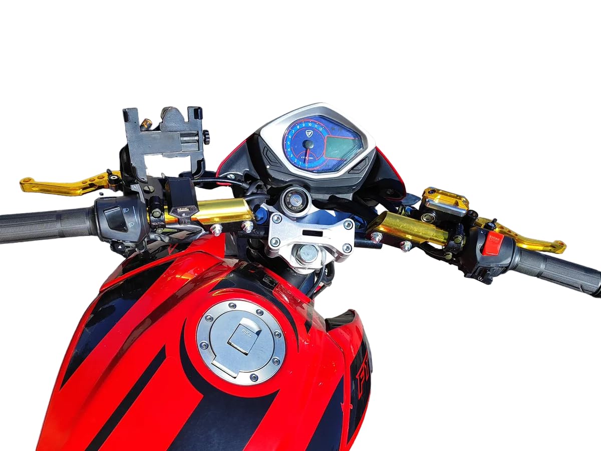 Manubrio Universal para Moto Barra de Equilibrio Manillar Deportivo Ajustable Motocicleta Resistente a la Corrosión Inoxidable 3pzs (Dorado)