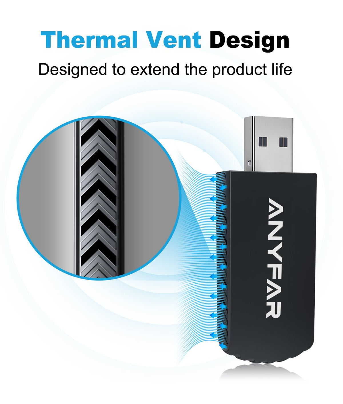 Adaptador Inalámbrico Anyfar A4 Pro iPhone 5G Conexión Rápida y Ventilación para Coches 2016+