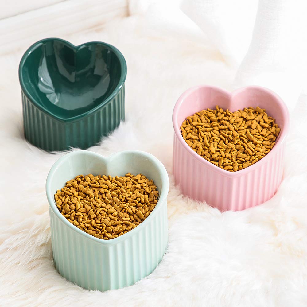 HCHLQLZ - Cuencos elevados de cerámica para gatos, cuencos inclinados para alimentos o agua, sin estrés, prevención de reflujo, aptos para lavavajillas y microondas, sin plomo ni cadmio