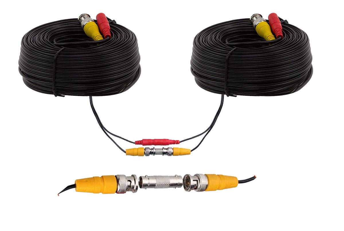 InstallerCCTV 100ft Pre-made All-in-One BNC Video and Power Cable with Connector for Surveillance CCTV Security Camera Video System - Black