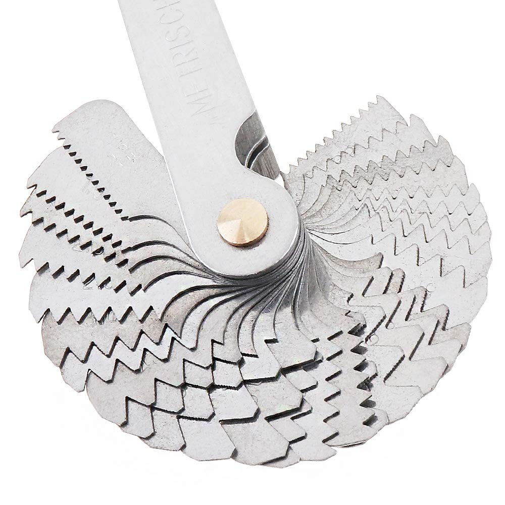 ChgImposs - Medidor de tornillo métrico e imperial y estadounidense SAE Whitworth de 55 grados y métrico de 60 grados y EE.UU. 60 grados para medición industrial