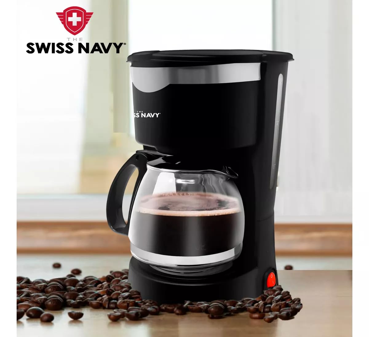 Cafetera Semiautomática | Máquina de Café Compacta con Filtro Reutilizable con Capacidad de 4 a 6 Tazas | Maquina de Cafe con Placa Calefactora y Jarra Antiderrames, Ideal para Hogar