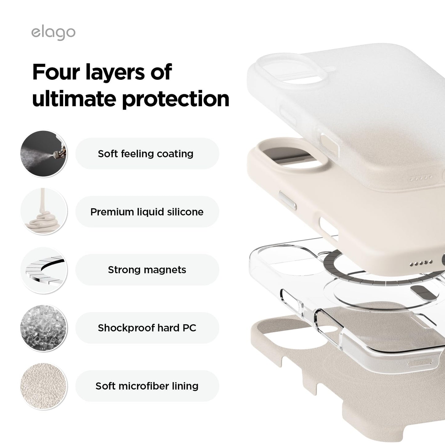 Funda de Silicona elago Piedra Magnética con Imanes para iPhone Compatible MagSafe