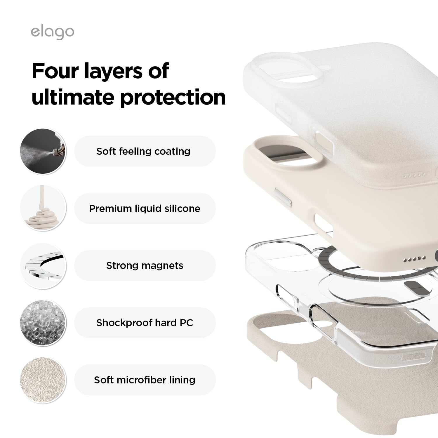 Funda de Silicona elago Piedra Magnética con Imanes para iPhone Compatible MagSafe
