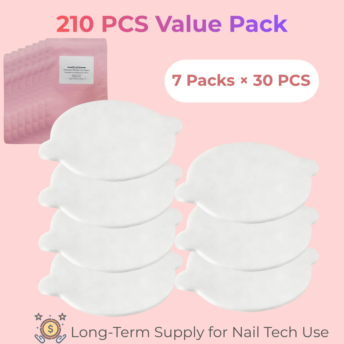 Filtros Desechables ELUCIA 210 Recambio Blanco para Recolectores de Polvo de Uñas MelodySusie HProA