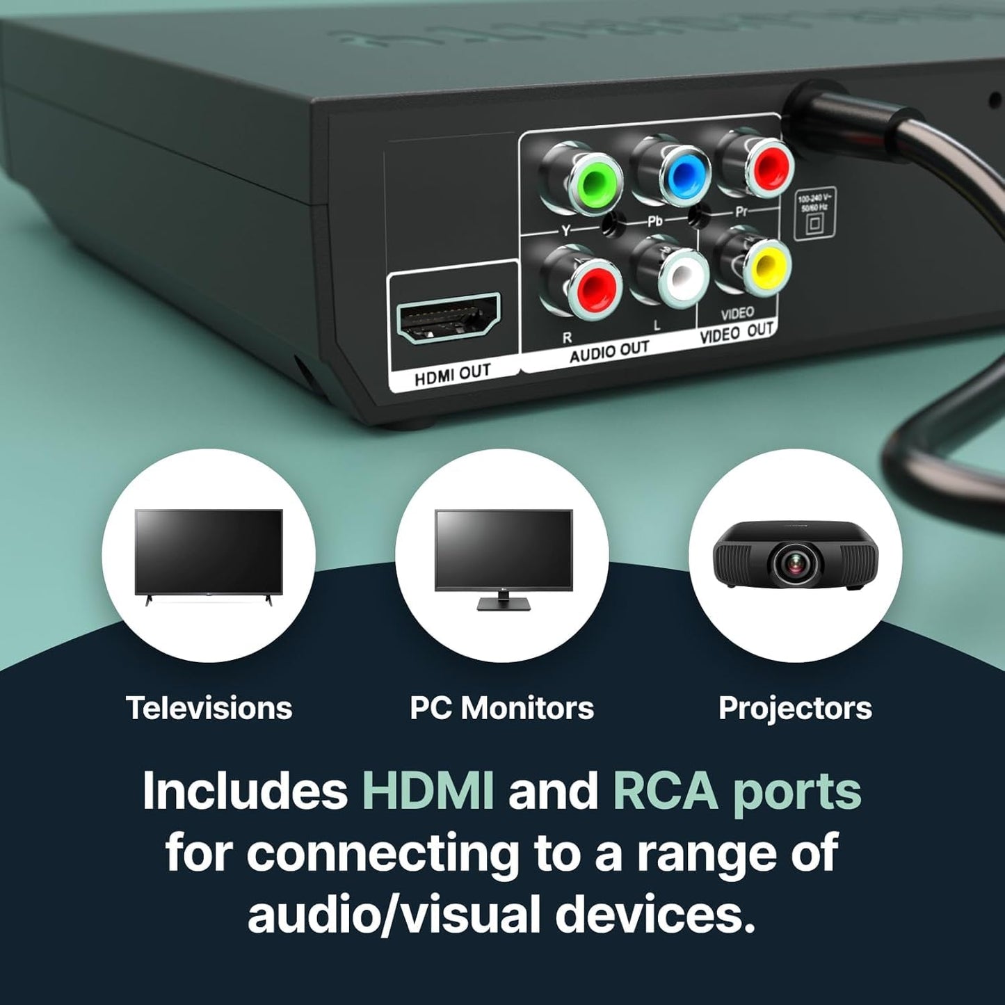 Reproductor de DVD HDMI para TV | Reproductores de DVD libres de región 1080P para Smart TV | Mini reproductor de DVD con USB, CD y MP3 | Cable HDMI, cable RCA y control remoto incluido | MAJORITY
