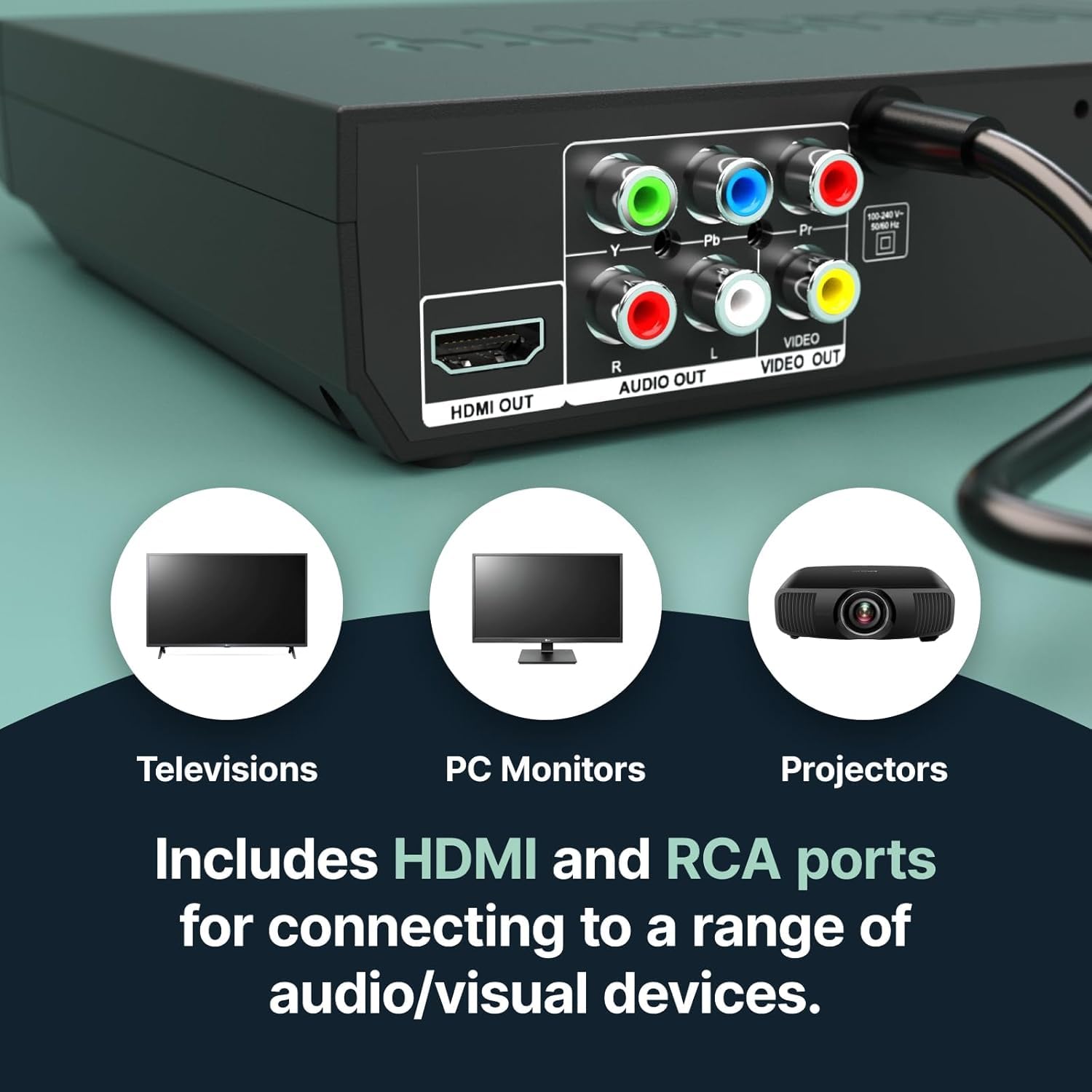 Reproductor de DVD HDMI para TV | Reproductores de DVD libres de región 1080P para Smart TV | Mini reproductor de DVD con USB, CD y MP3 | Cable HDMI, cable RCA y control remoto incluido | MAJORITY