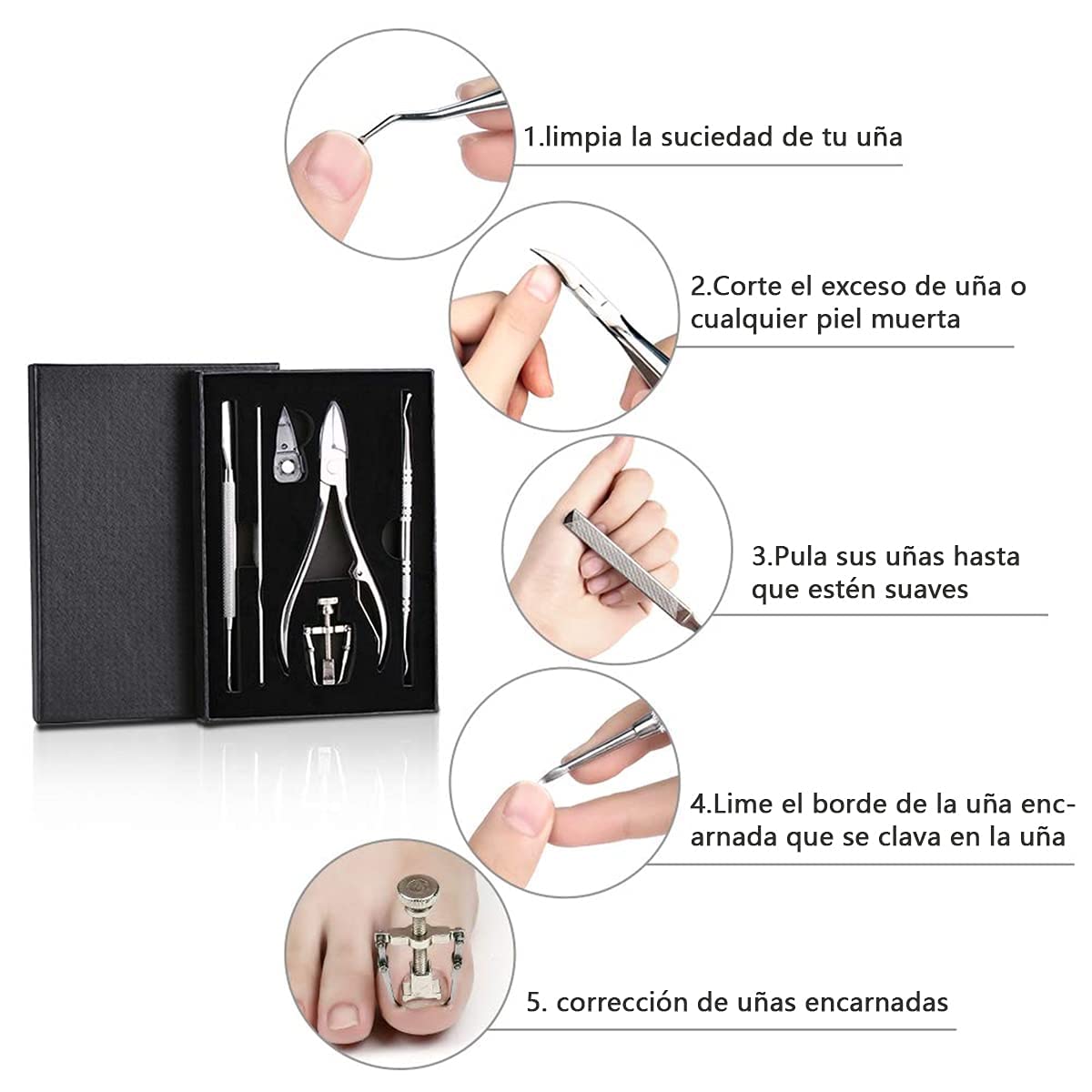 Cortaúñas profesional LEMEIKU con herramientas de acné - Kit completo y práctico