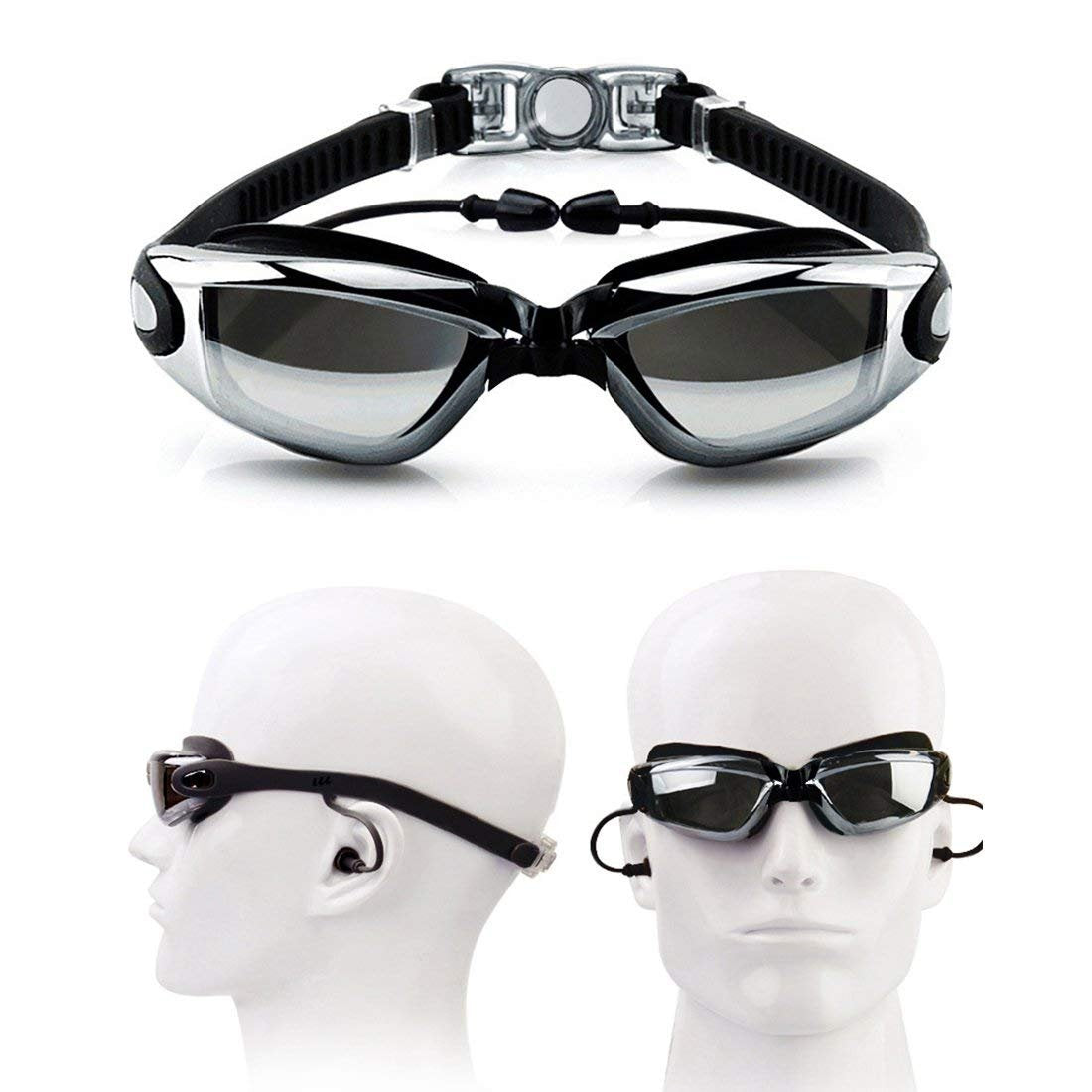 Gafas de natación,Sebami Gafas para Nadar Protección UV antivaho gogles para natacion Gafas de natación Ajustables para Adultos, niños… (Negro)
