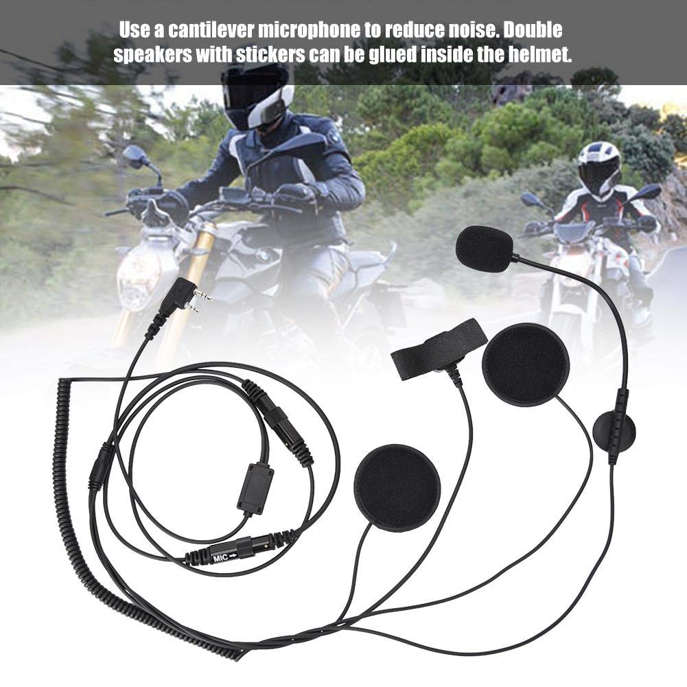 Mugast Casco de la Motocicleta Auricular con PTT Impermeable Walkie Talkie Radio Auricular