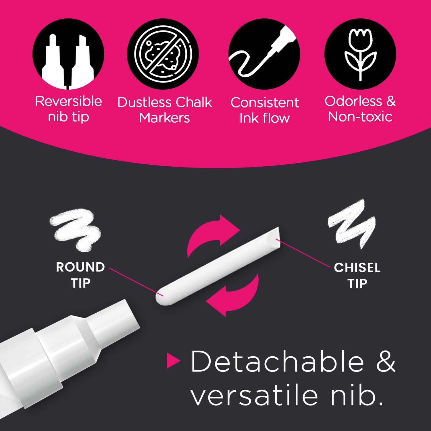 Chalkola Rotuladores de gis blanca, Fine Tip - 4 Pens