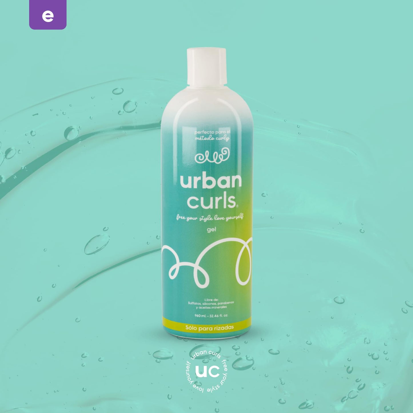 URBAN CURLS Gel 960 ml para Definir Rizos – Fijación Natural y Sin Frizz – Hidratación y Suavidad – Sin Sulfatos, Parabenos, Siliconas ni Aceites Minerales – Con Ingredientes 100% Naturales y Orgánicos y Extracto de Aloe Vera