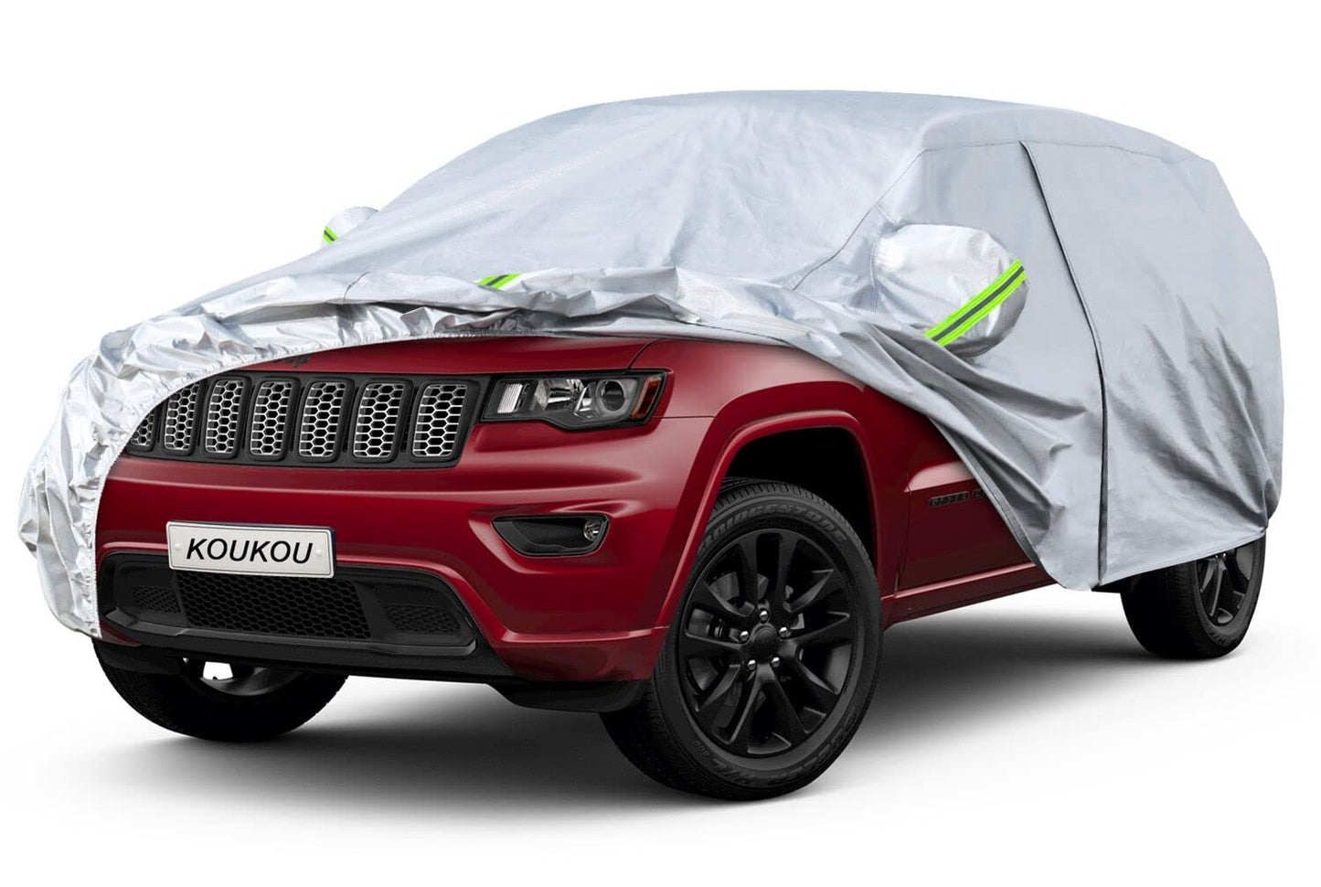 KouKou 6 Capas SUV Cubierta de Coche Impermeable Todo Tiempo, Universal Fit Jeep Grand Cherokee,Honda Pilot, Lexus RX350, Jeep etc, Cubiertas Exteriores Completas al Aire Libre. (485-510cm)