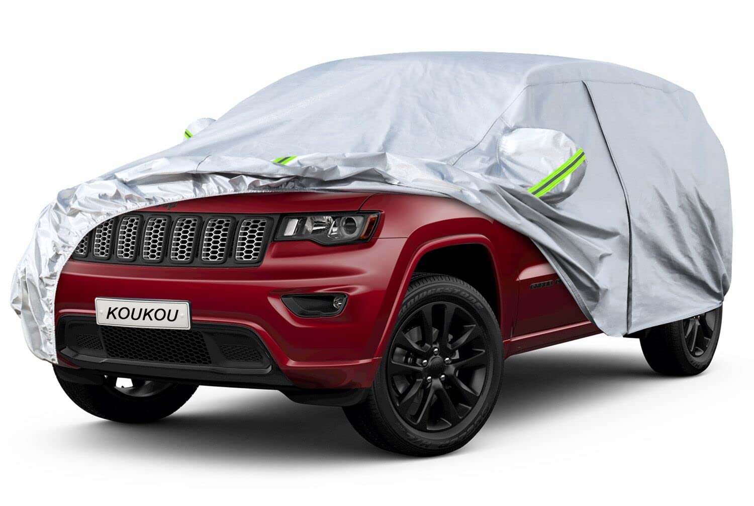KouKou 6 Capas SUV Cubierta de Coche Impermeable Todo Tiempo, Universal Fit Jeep Grand Cherokee,Honda Pilot, Lexus RX350, Jeep etc, Cubiertas Exteriores Completas al Aire Libre. (485-510cm)