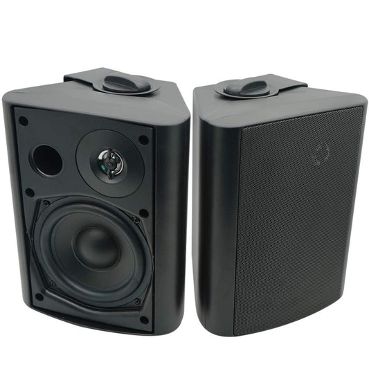 Herdio 5.25 Pulgadas 200 vatios Altavoces Bluetooth para Patio Interior y Exterior con Agudos de cúpula Superior para Todo Tipo de Clima, Sistema de Montaje en Pared con Cable (Negro)