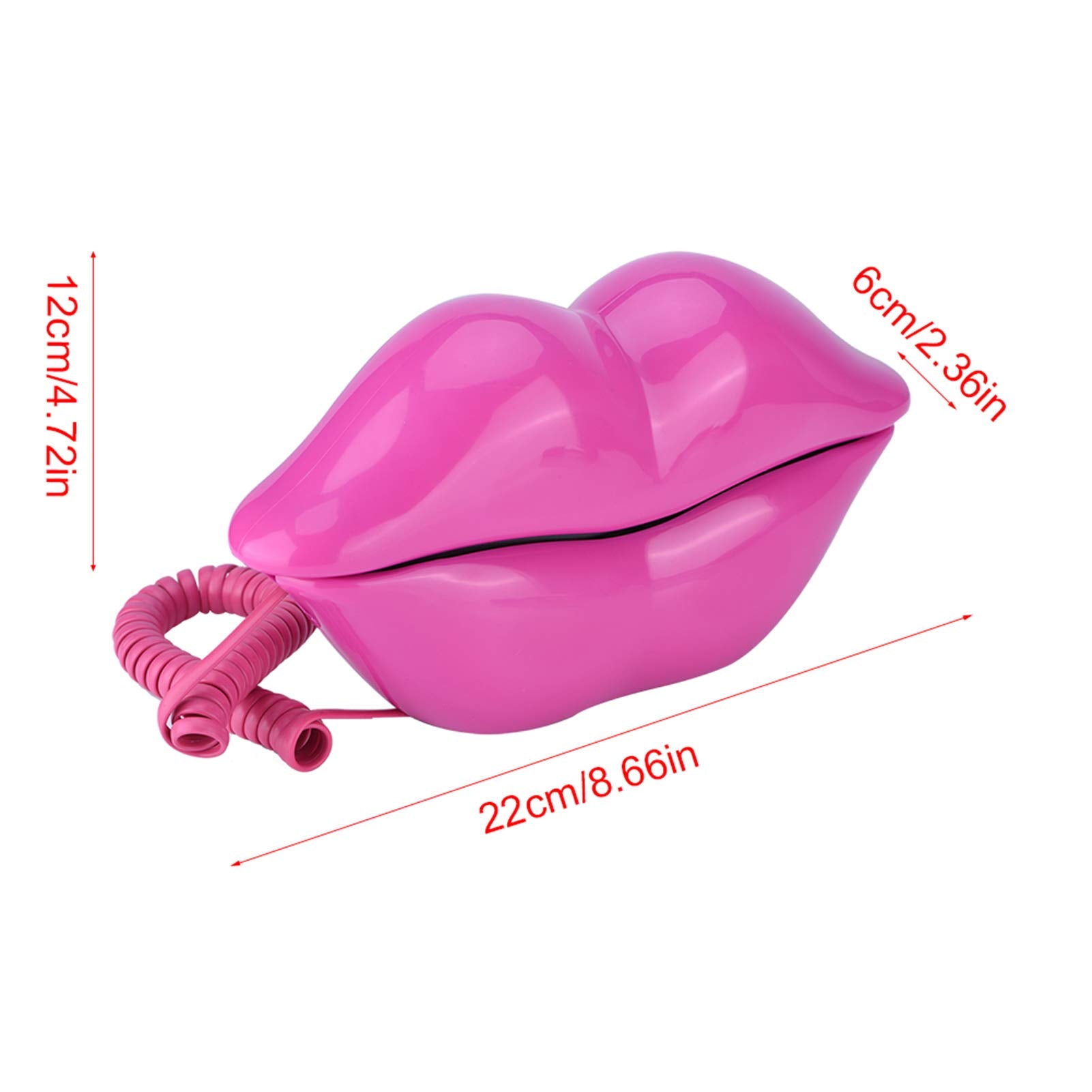 Yoidesu Teléfono con Cable, teléfono con Labios, teléfono Fijo con Forma de Labio con Boca roja Rosa para el hogar, decoración de la Oficina del Hotel, para niñas y niños (Rojo Rosa)