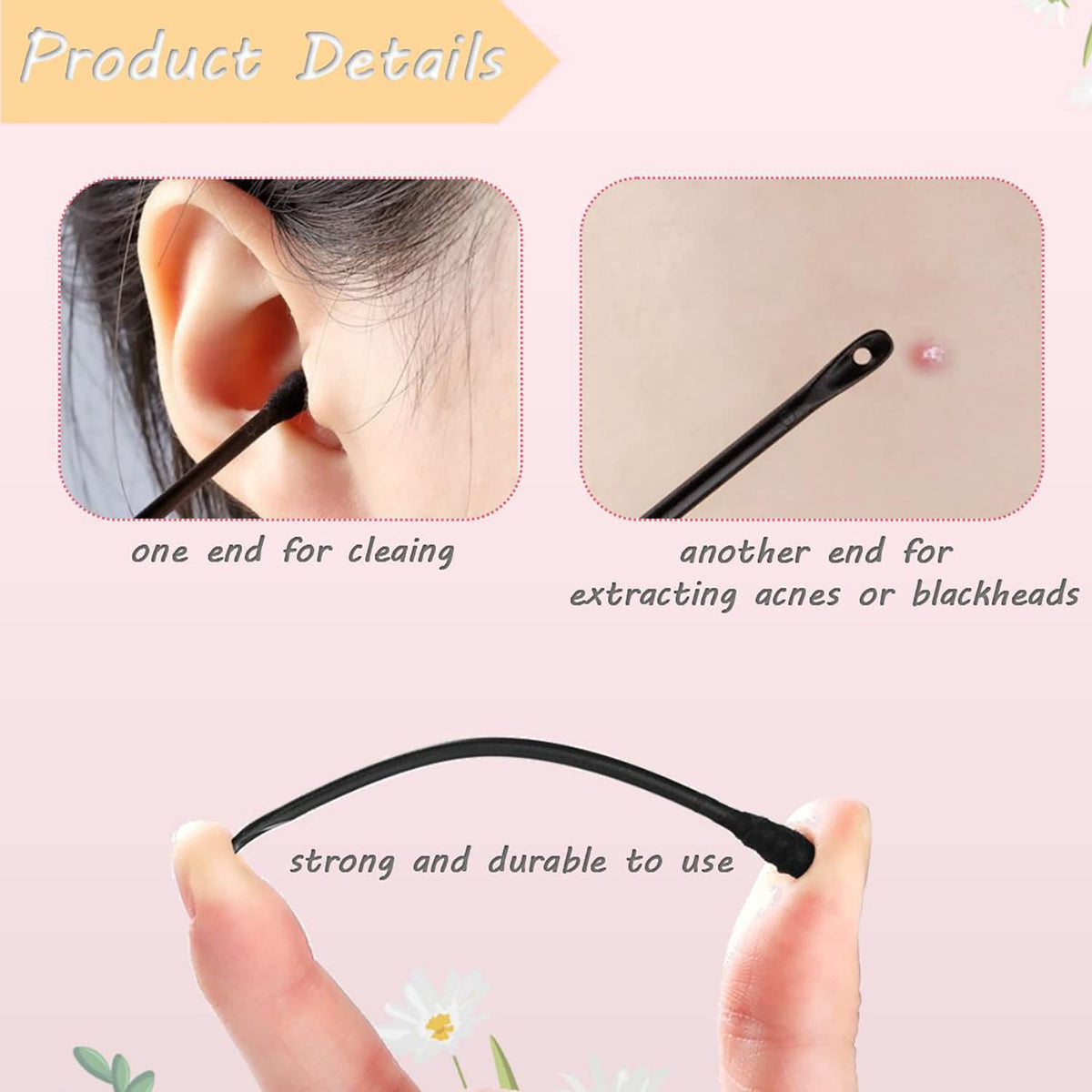 Doromy- 200 piezas de removedor de puntos negros desechable de plástico, extractor de comedones de doble cabeza, removedor de espinillas negras