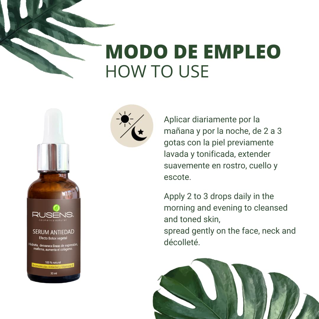 Rusens - Serum Antiedad Ácido Hialurónico 100% natural con Efecto Tensor. Activa Colágeno y Elastina