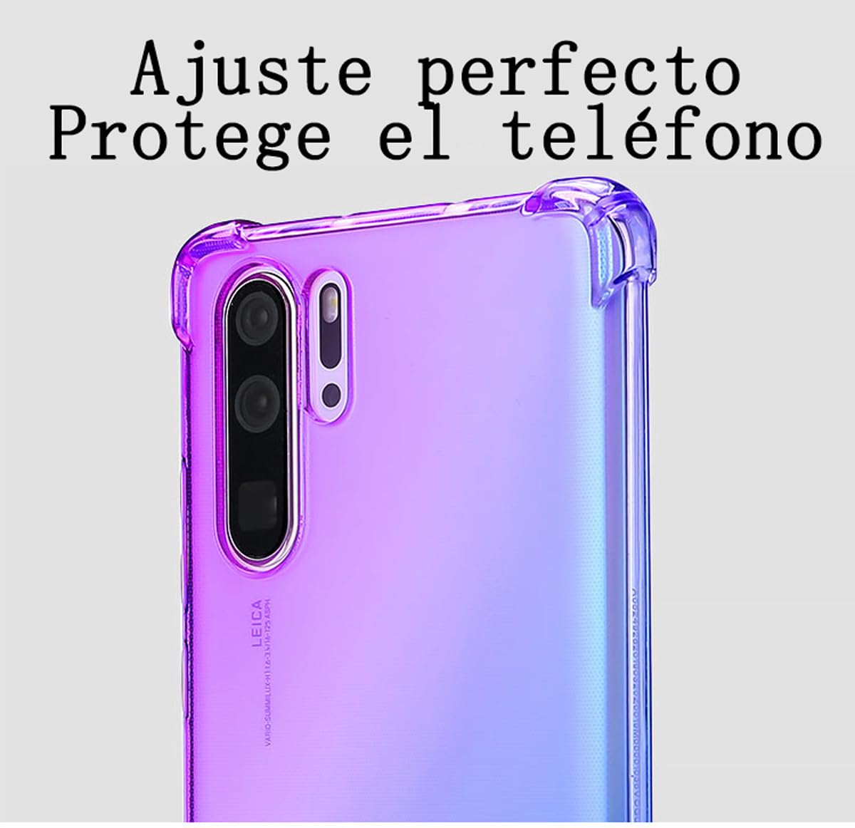 DABUNA Funda para Huawei P30 Pro Case Uso Rudo,Transparente Colores Degradados Protectora de Cámara Anticaída Carcasa Bumper(Púrpura Azul)