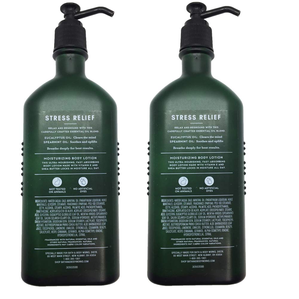 Bath and Body Works Aromatherapy Body Lotion Eucalyptus Spearmint (2-Pack), 6.5 oz each