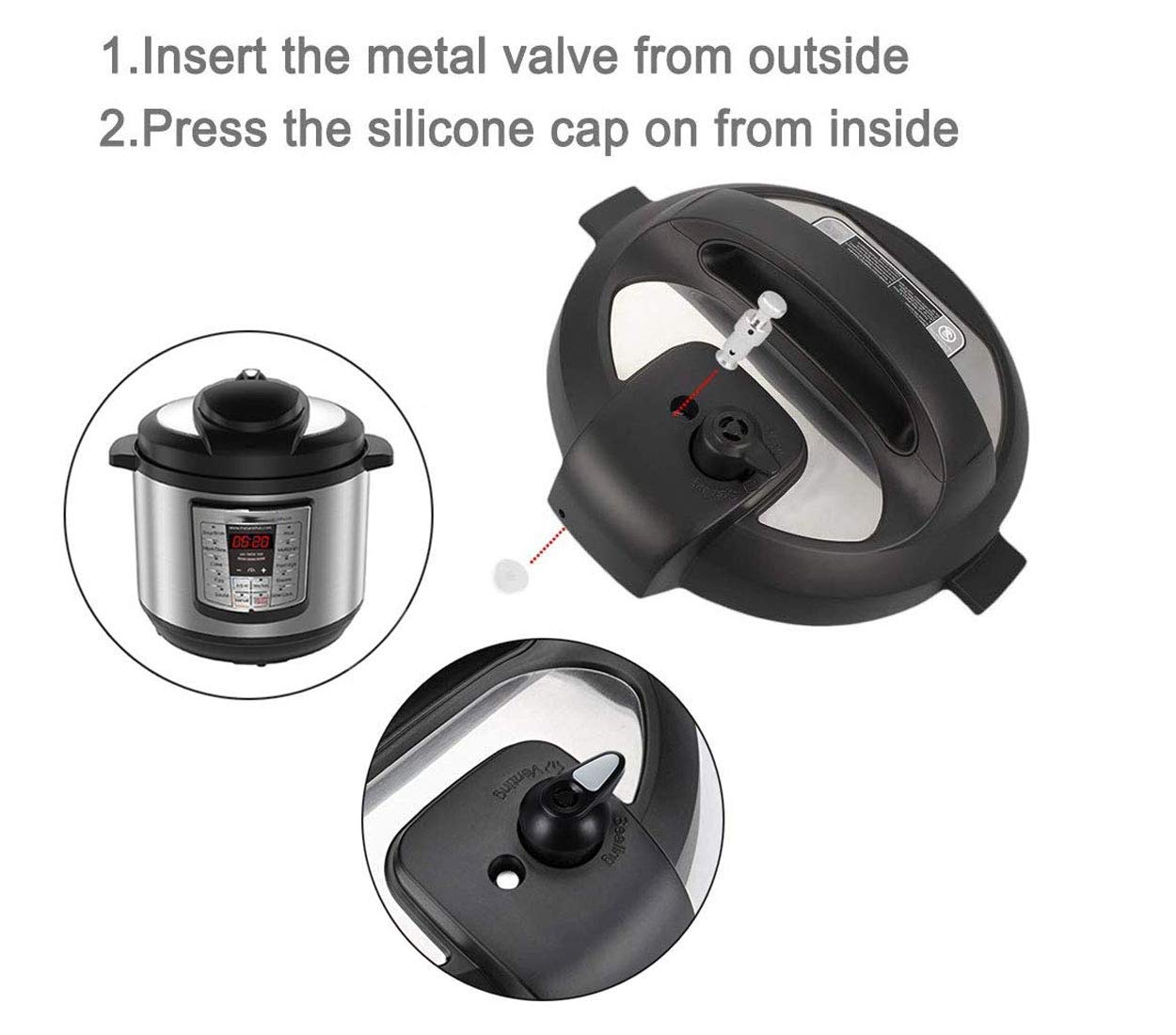 Alele - Válvula flotante de repuesto y tapa para Instant Pot Duo 3, 5, 6 Qt, Duo Plus 3, 6 Qt, Ultra 3, 6, 8 Qt, Lux 3 Qt (paquete de 5)