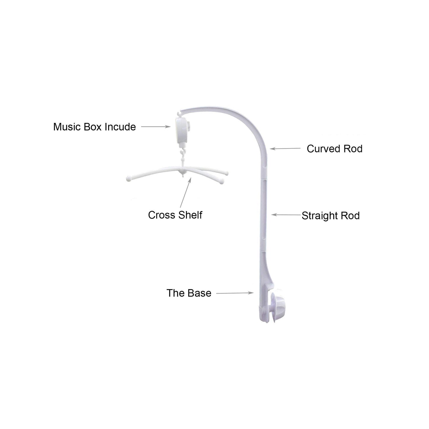 Alovexiong - Caja de música para cuna de bebé (66 cm), color blanco