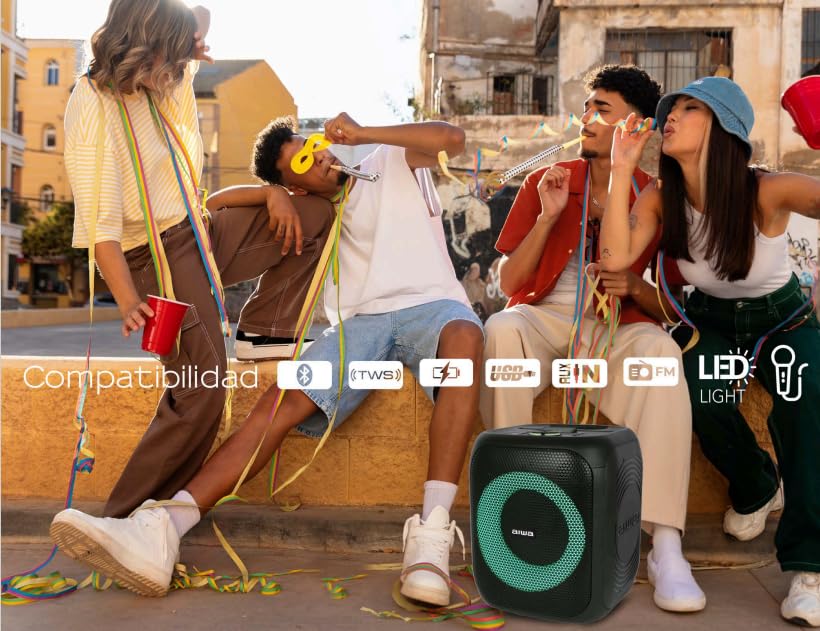 Aiwa Bocina Awpok9t Portátil con Bluetooth Color Negro