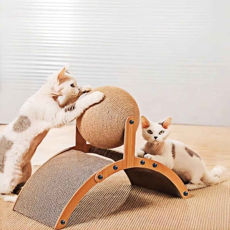 Rascador Bola Nuevo 2025 para Gatos Resistente arañazos con Juguete de Pelota Giratoria 12cm Interactivos para Mascotas Pequeñas
