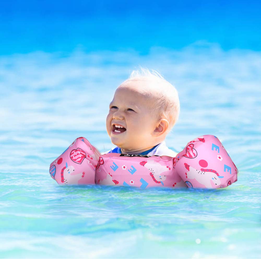 Biange - Chaleco de natación para niños de 30 a 50 libras, flotador de piscina para bebé para ayudar a nadar, niños y niñas, Rosado Heart