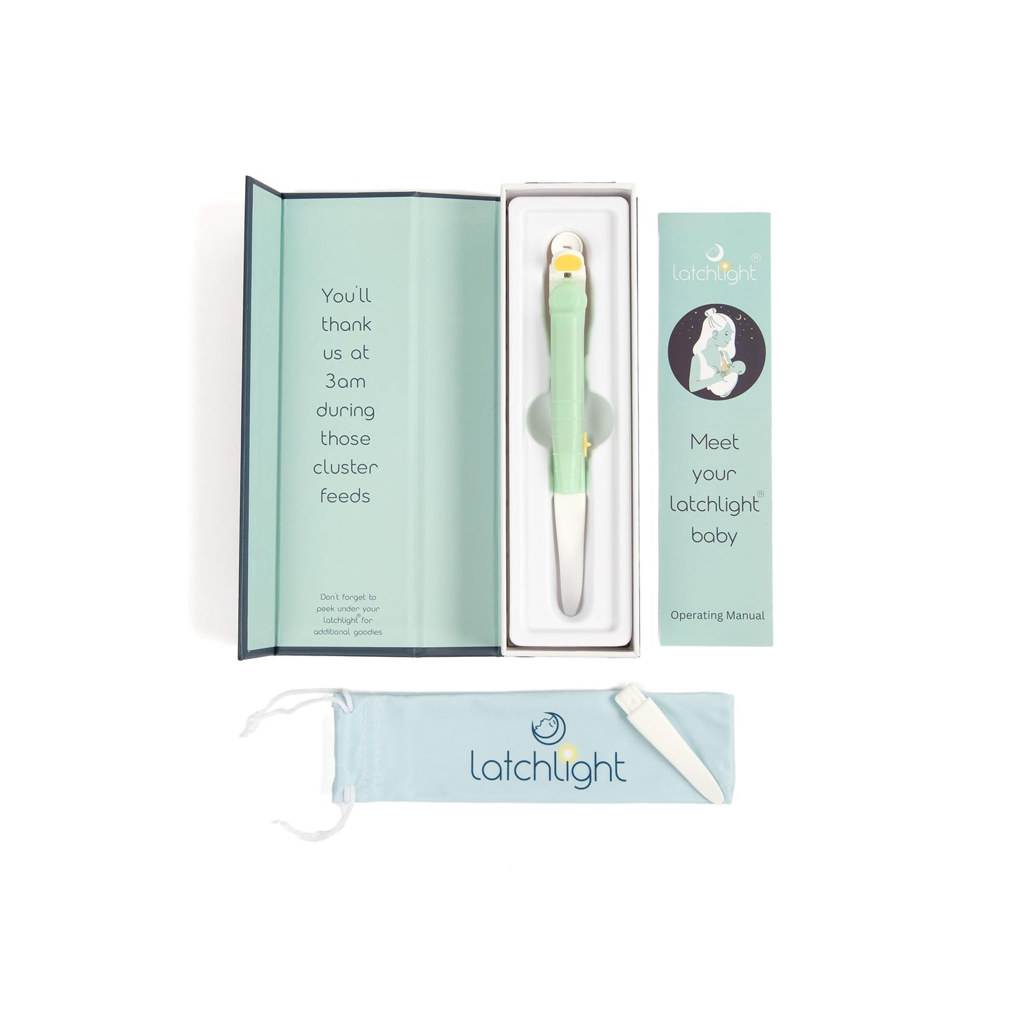 LatchLight - Luz nocturna para bebé portátil para lactancia materna y alimentación con biberón, brillo ámbar regulable, amigable con la melatonina, brilla en la oscuridad para una fácil ubicación