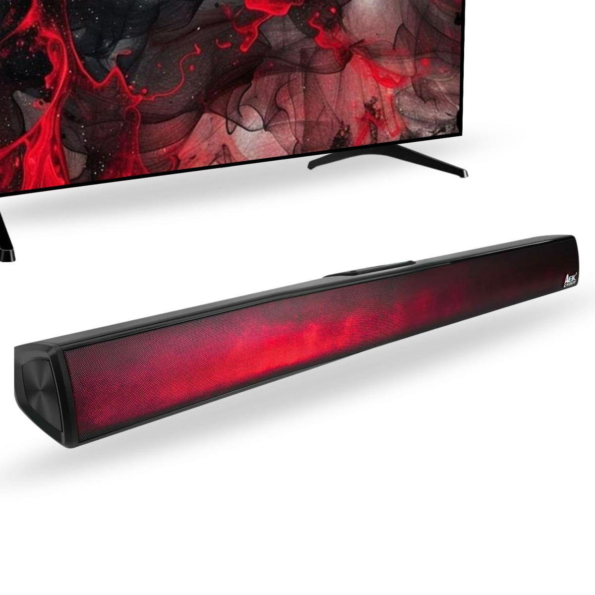 Barra de Sonido AEK CYBER Negra con Panel led y Bocina Bluetooth